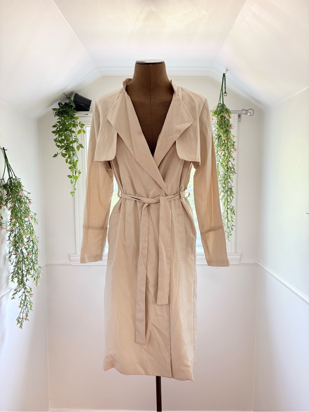 H&M Cream Trench Coat with Chain Detail